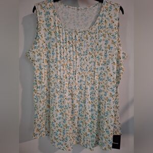 NWT Floral Sleeveless Top - Yellow and Blue Size XXL